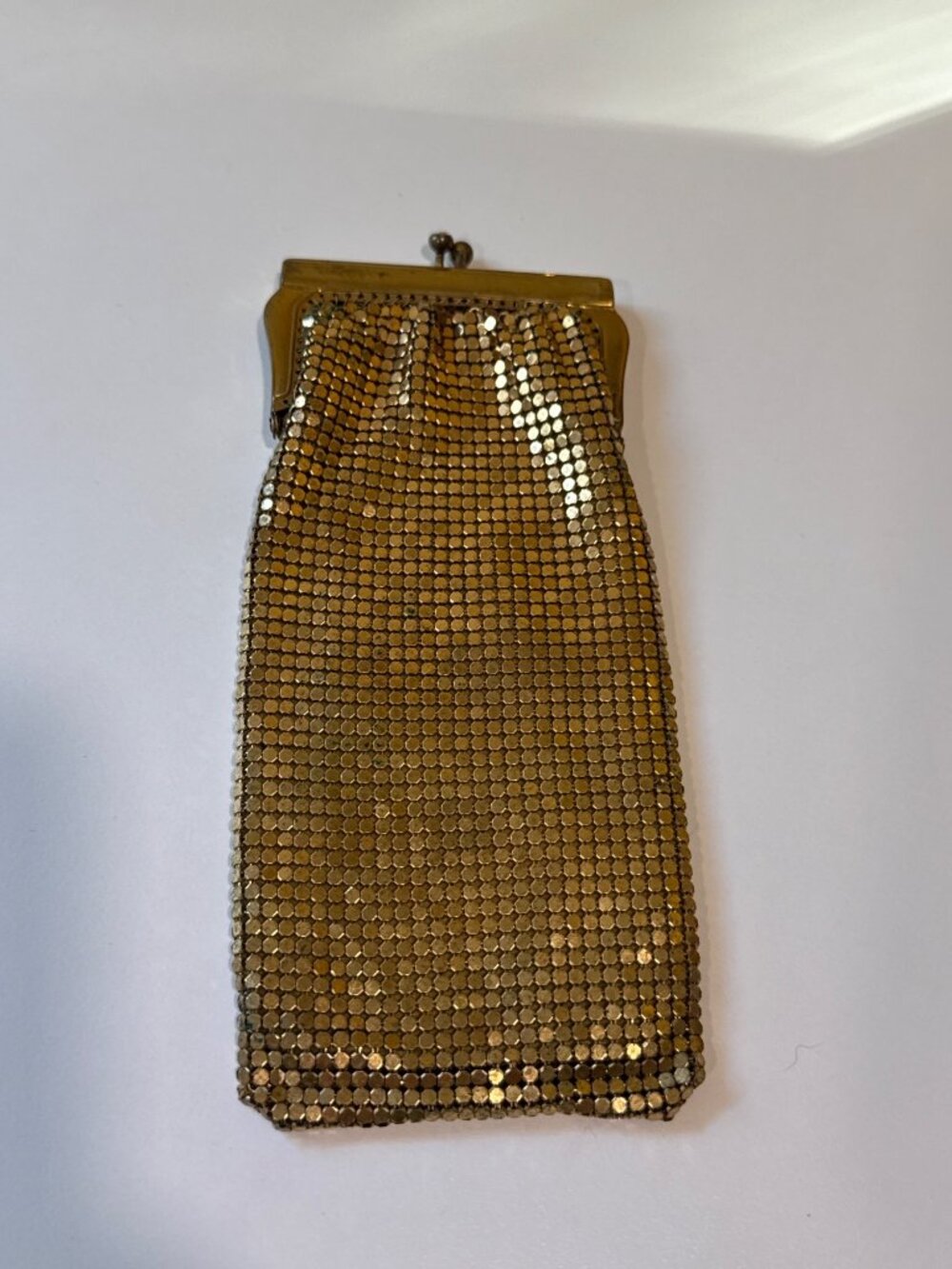 Vintage Gold Mesh Metal Purse Clutch Kiss Lock For Change Or Cigarette Pack